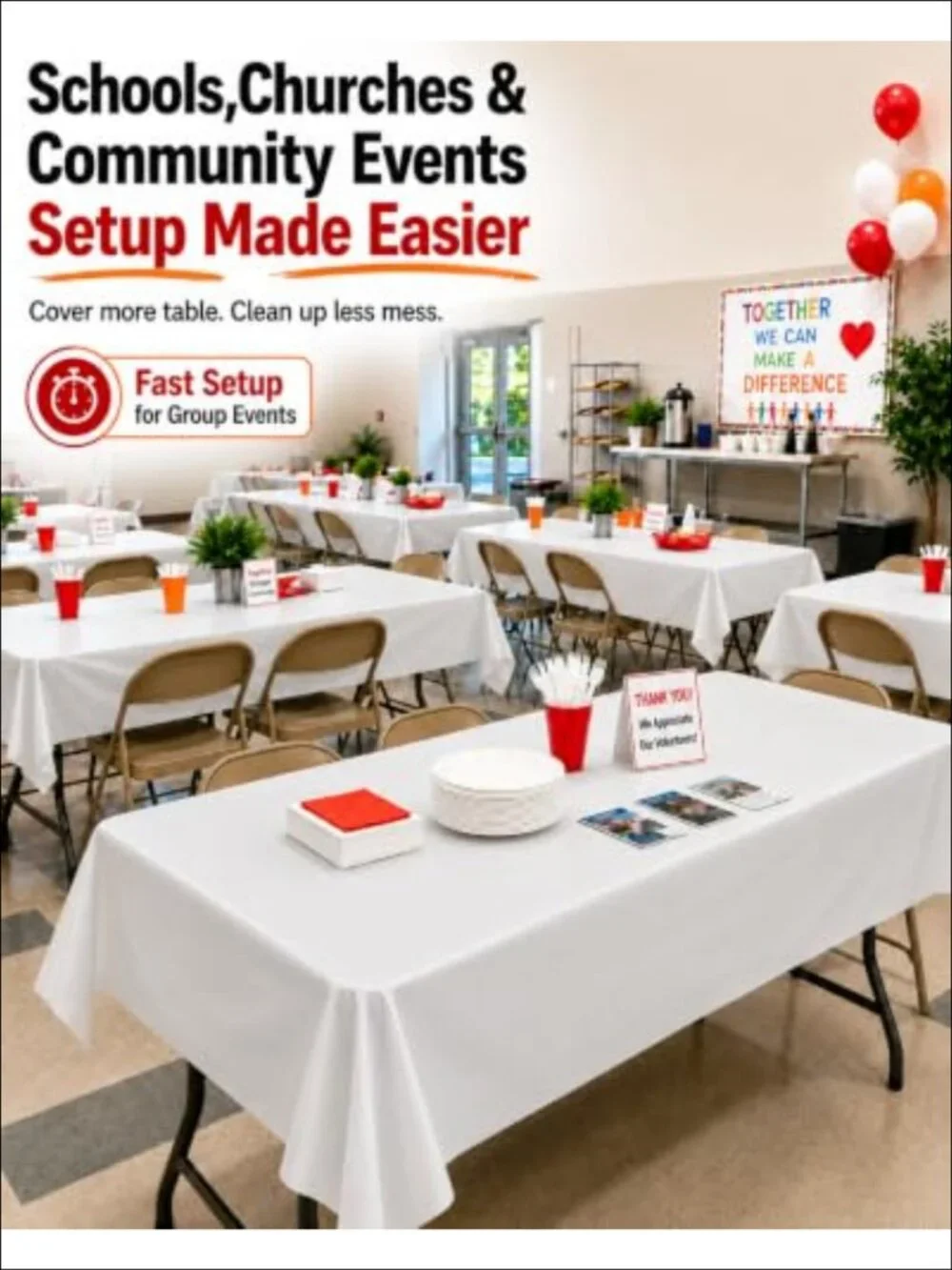 Plastic Tablecloth Roll Extra Wide 60 In X 310 Ft Disposable Table Cover for